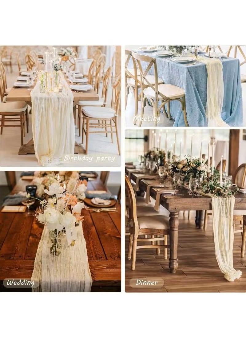 Generic 90 x 400 CM Cheesecloth Table Runner,  Boho Gauze Table Decor, Translucent Tablecloth for Wedding Reception Bridal Shower Party Decoration Table Centerpiece(Beige)  - Image 5