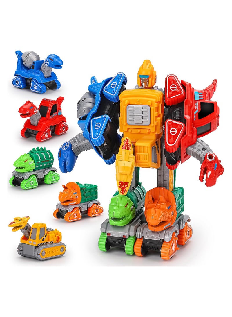 Transforming Toys for 3+ Year Old Boys,5 in 1 Dinosaur Transform Action Figures Robot Toys Take Apart Car Toy Trucks Construction Vehicle Excavator Toys Birthday Gift for Boys 3 4 5 6 Years Old - Image 1