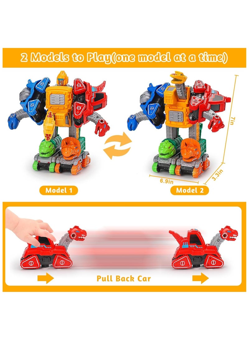 Transforming Toys for 3+ Year Old Boys,5 in 1 Dinosaur Transform Action Figures Robot Toys Take Apart Car Toy Trucks Construction Vehicle Excavator Toys Birthday Gift for Boys 3 4 5 6 Years Old - Image 3
