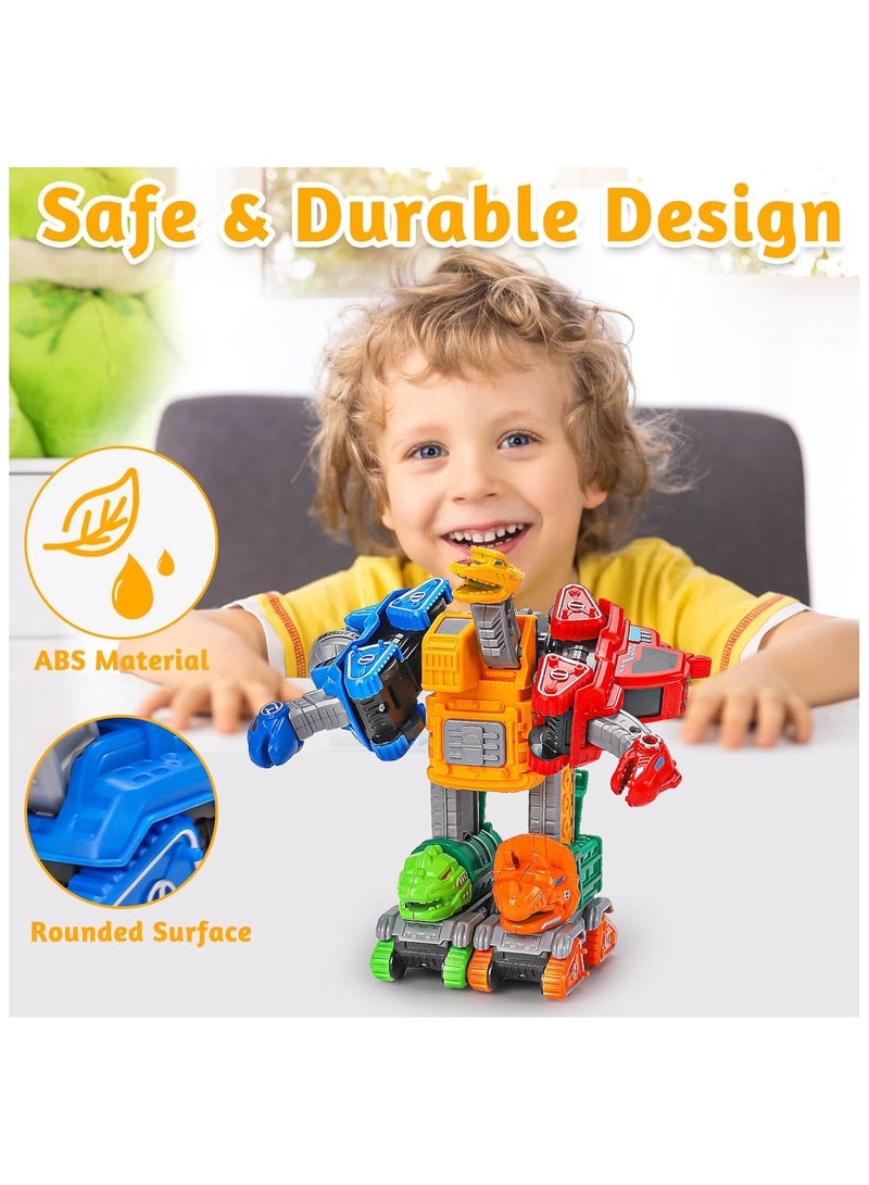 Transforming Toys for 3+ Year Old Boys,5 in 1 Dinosaur Transform Action Figures Robot Toys Take Apart Car Toy Trucks Construction Vehicle Excavator Toys Birthday Gift for Boys 3 4 5 6 Years Old - Image 4