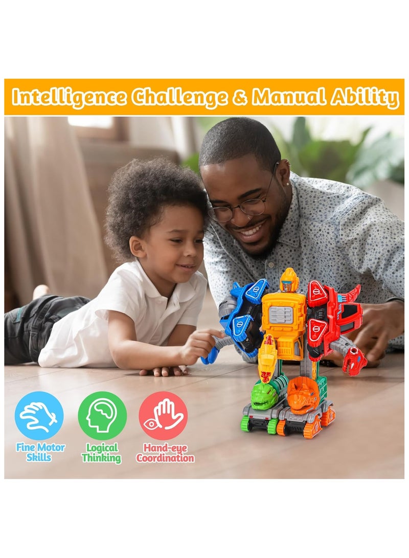 Transforming Toys for 3+ Year Old Boys,5 in 1 Dinosaur Transform Action Figures Robot Toys Take Apart Car Toy Trucks Construction Vehicle Excavator Toys Birthday Gift for Boys 3 4 5 6 Years Old - Image 5