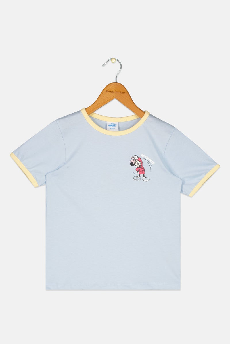 Disney Kids Girl Crew Neck Graphic Print Short Sleeve T- Shirt, Light Blue - Image 2