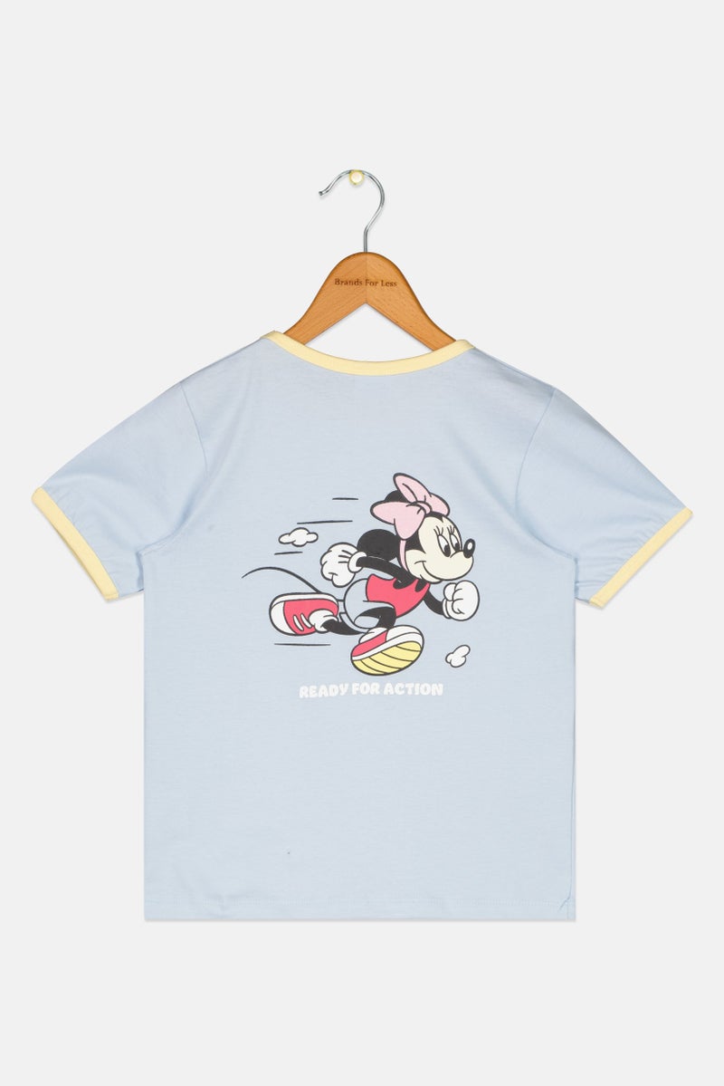 Disney Kids Girl Crew Neck Graphic Print Short Sleeve T- Shirt, Light Blue - Image 3