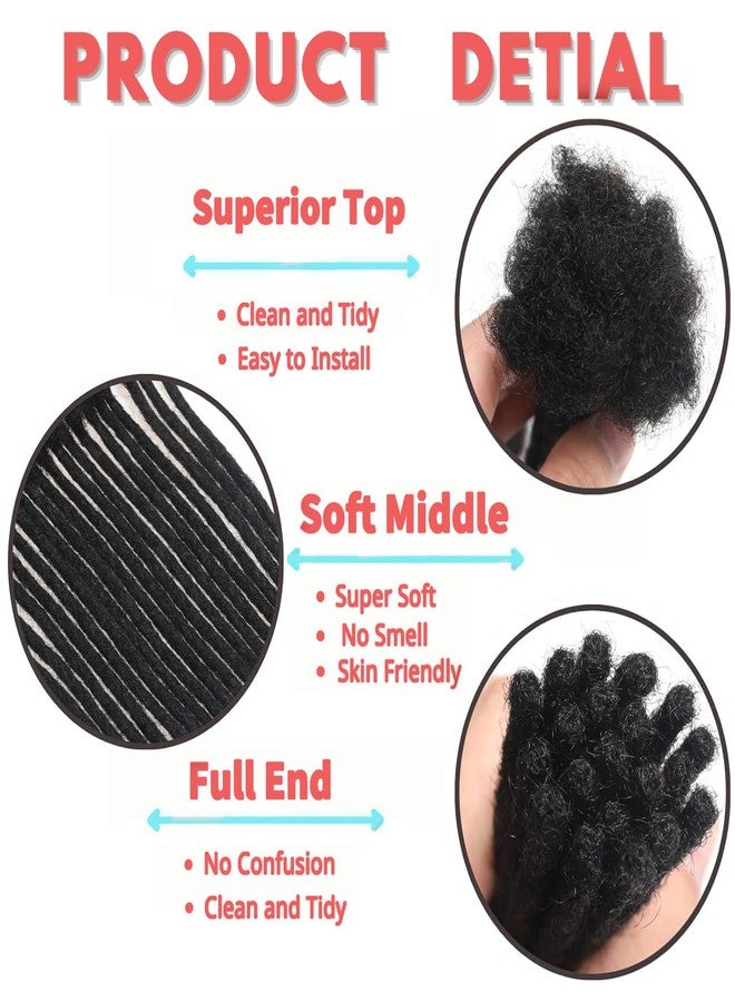 MODERN QUEEN 0.8cm 6inch 20 Strands Loc Extensions Human Hair 100% Real Human Hair Dreadlock Extensions for Man/Women Full Handmade Permanent Dreadlock Extensions Human Hair Can Be Bleached Dyed Curled (1B) - Image 2