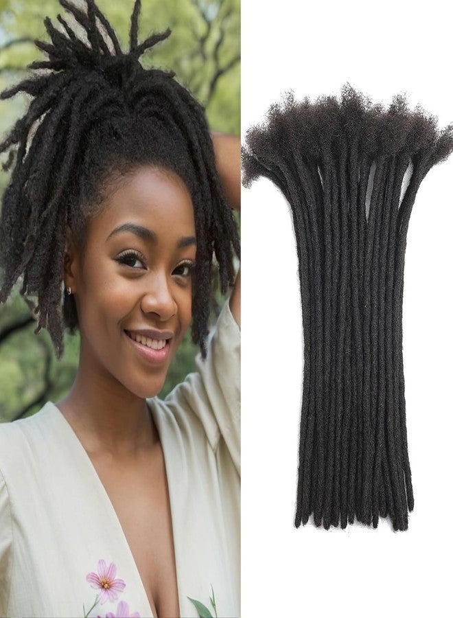MODERN QUEEN 0.8cm 6inch 20 Strands Loc Extensions Human Hair 100% Real Human Hair Dreadlock Extensions for Man/Women Full Handmade Permanent Dreadlock Extensions Human Hair Can Be Bleached Dyed Curled (1B) - Image 1