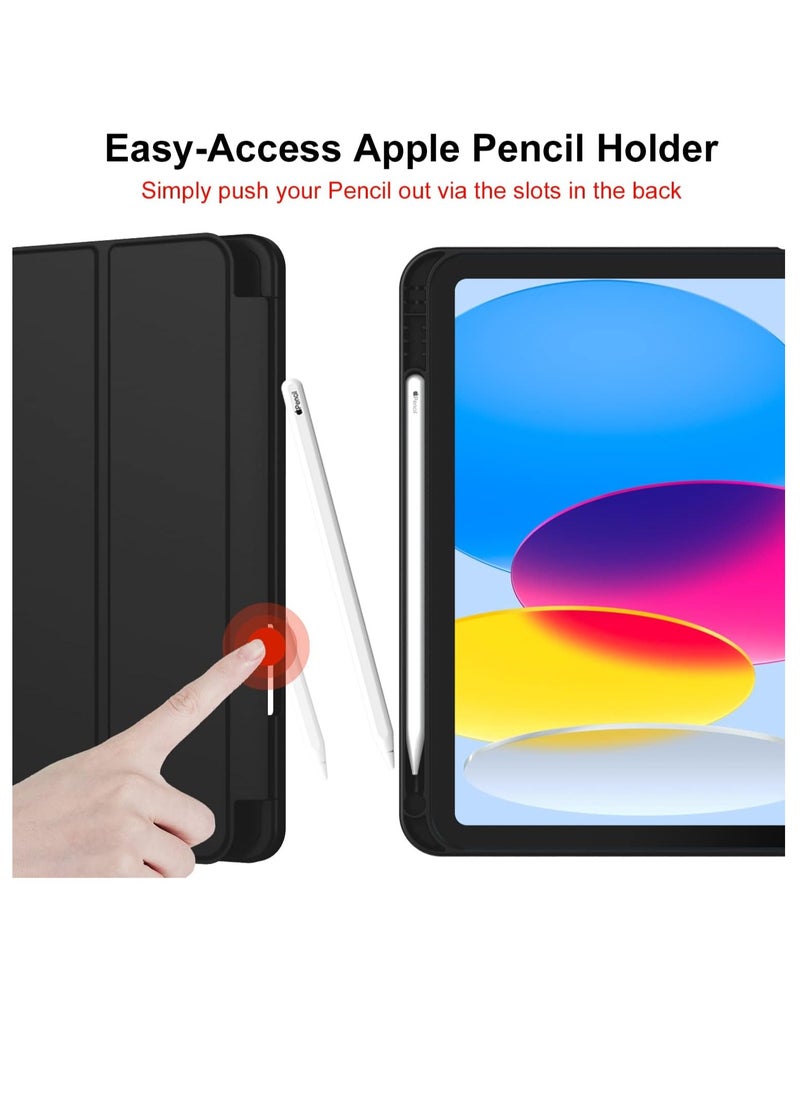 ماركة غير محددة - جراب iPad الجيل العاشر الجديد، جراب قابل للطي مع حامل قلم رصاص، غطاء واقٍ رفيع قابل للطي، مع ظهر ناعم من مادة TPU، إيقاظ/سكون تلقائي، لجهاز iPad 10 10.9 بوصة 2022، جراب ذكي قابل للطي مع حامل ثلاثي - Image 1