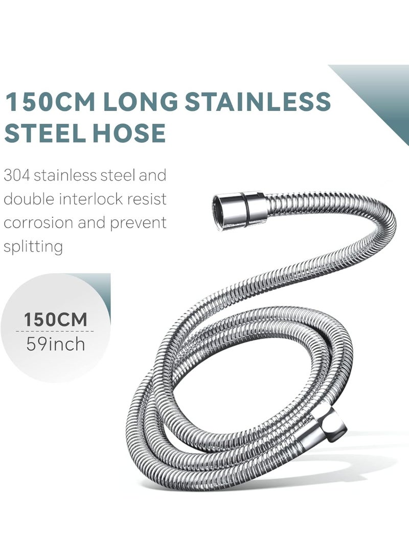 خرطوم دش محمول باليد 1.5 متر من بايشن بدوران 360 درجة مضاد للالتواء من الستانلس ستيل 304، مرن ومقاوم للصدأ، ومقاوم للحرارة والتآكل【سن لولبي قياسي G/1.3 سم】【مانع للتسرب】 - Image 4