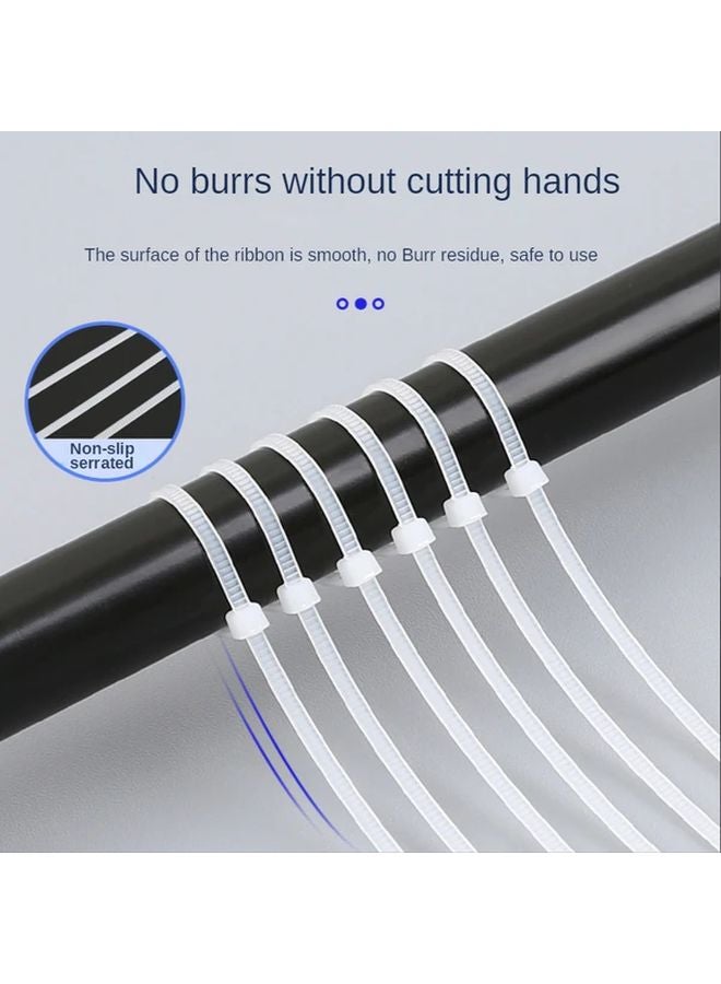 100pcs White Large Self Locking Cable Ties 2 5x200mm Heavy Duty Adjustable Wire Ties - Image 3