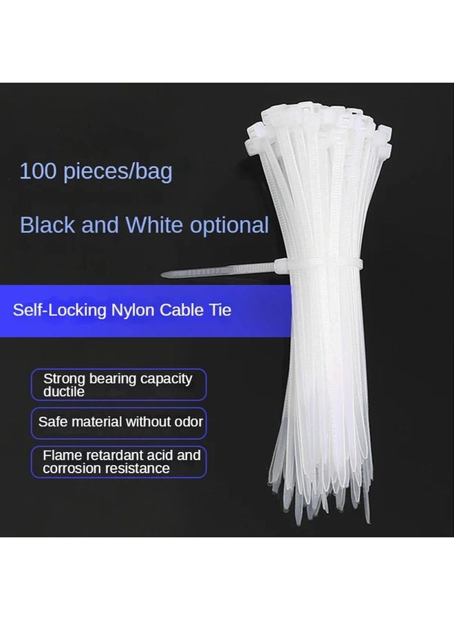 100pcs White Large Self Locking Cable Ties 2 5x200mm Heavy Duty Adjustable Wire Ties - Image 5