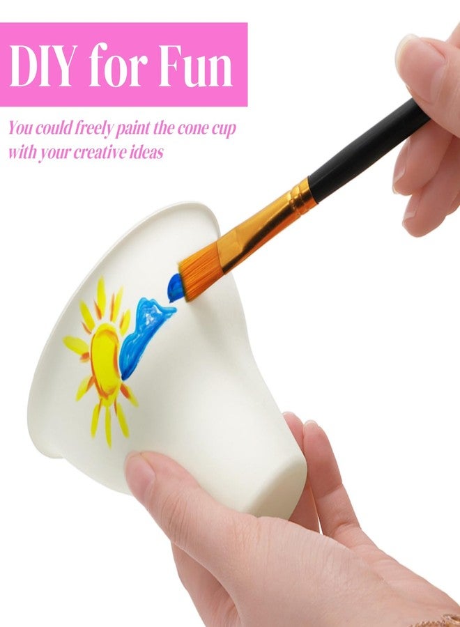 Eorbow 100 Pack Snow Cone Cups and Straws, 12 OZ Paper Cone Cup with Colorful Spoon Straw, Leak-proof Shaved Ice Holder, Disposable Ice Cream Bowls for Party Event Water Cooler - Image 4