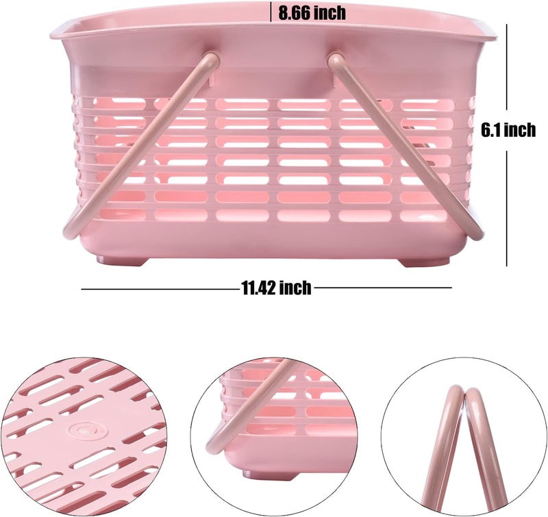 ALINK Plastic Shower Caddy Basket with Handle  Portable Organizer Storage Basket for College Dorm  Bathroom  Kitchen - Pink - Image 1