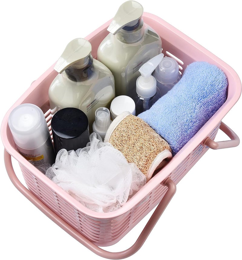 ALINK Plastic Shower Caddy Basket with Handle  Portable Organizer Storage Basket for College Dorm  Bathroom  Kitchen - Pink - Image 4