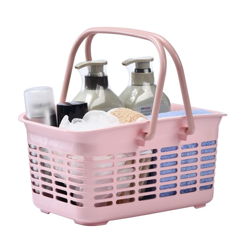 ALINK Plastic Shower Caddy Basket with Handle  Portable Organizer Storage Basket for College Dorm  Bathroom  Kitchen - Pink - Image 2