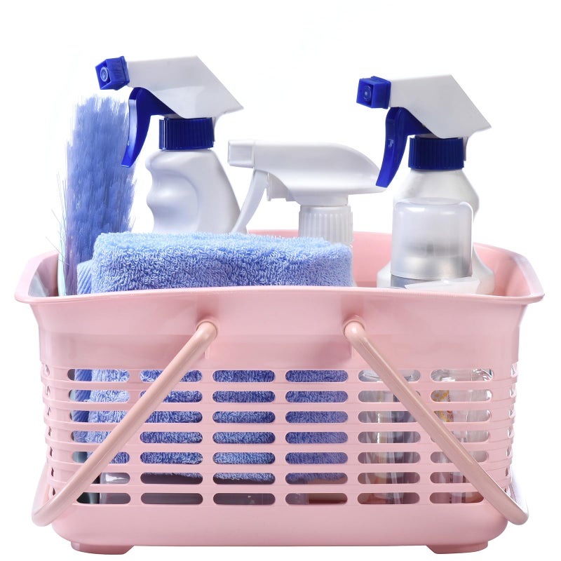 ALINK Plastic Shower Caddy Basket with Handle  Portable Organizer Storage Basket for College Dorm  Bathroom  Kitchen - Pink - Image 3