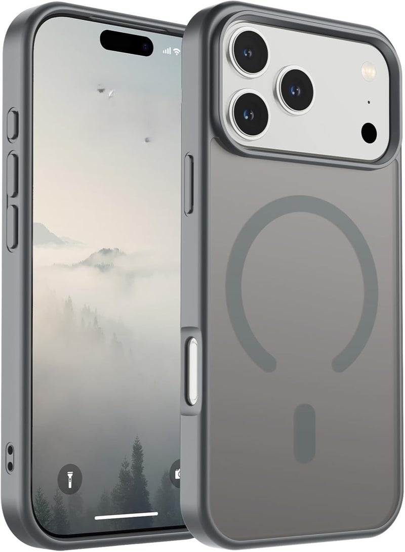 ACLIX Matte Magnetic Case for iPhone 17 Pro, Compatible with MagSafe, Plating Luxury Cover, Matte Soft TPU Shockproof Protective Phone Case | Natural Titanium - Image 1