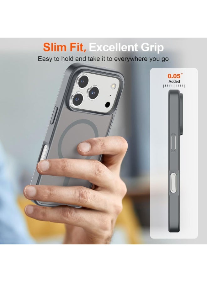 ACLIX Matte Magnetic Case for iPhone 17 Pro, Compatible with MagSafe, Plating Luxury Cover, Matte Soft TPU Shockproof Protective Phone Case | Natural Titanium - Image 4