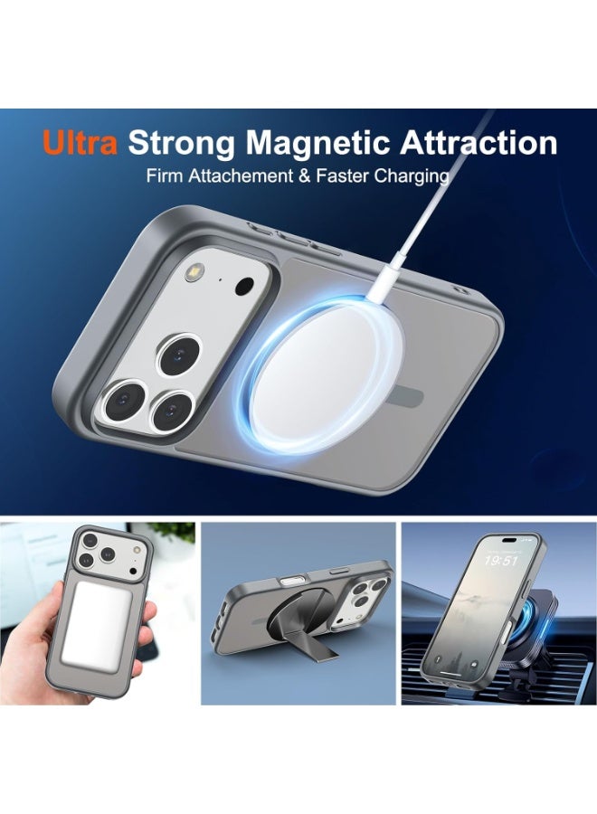 ACLIX Matte Magnetic Case for iPhone 17 Pro, Compatible with MagSafe, Plating Luxury Cover, Matte Soft TPU Shockproof Protective Phone Case | Natural Titanium - Image 5