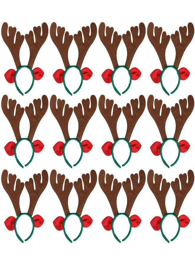 Max Fun 12Pcs Christmas Reindeer Antlers Headband Deer Antler Headbands for Christmas Holiday Photo Booth Props Kid's Party Favors - Image 1