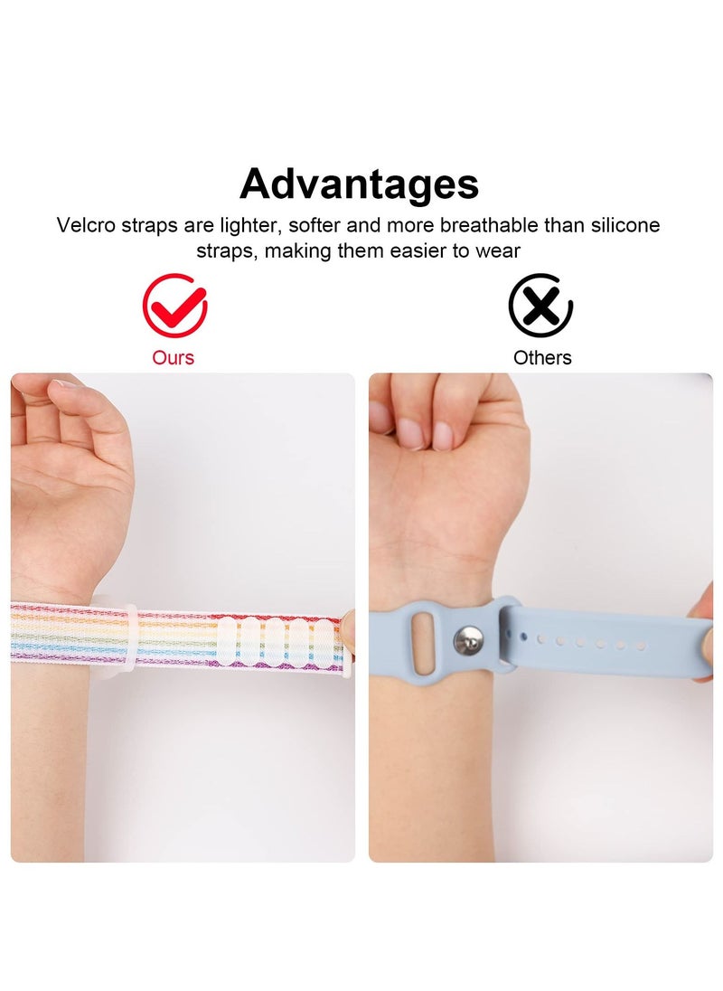 KASTWAVE - Kids Wrist Strap for Apple Airtag Adjustable Nylon Strap GPS Tracker Holder Protector Breathable Anti-Loss Bracelet for Toddler Child Elderly (Rainbow Color) - Image 1