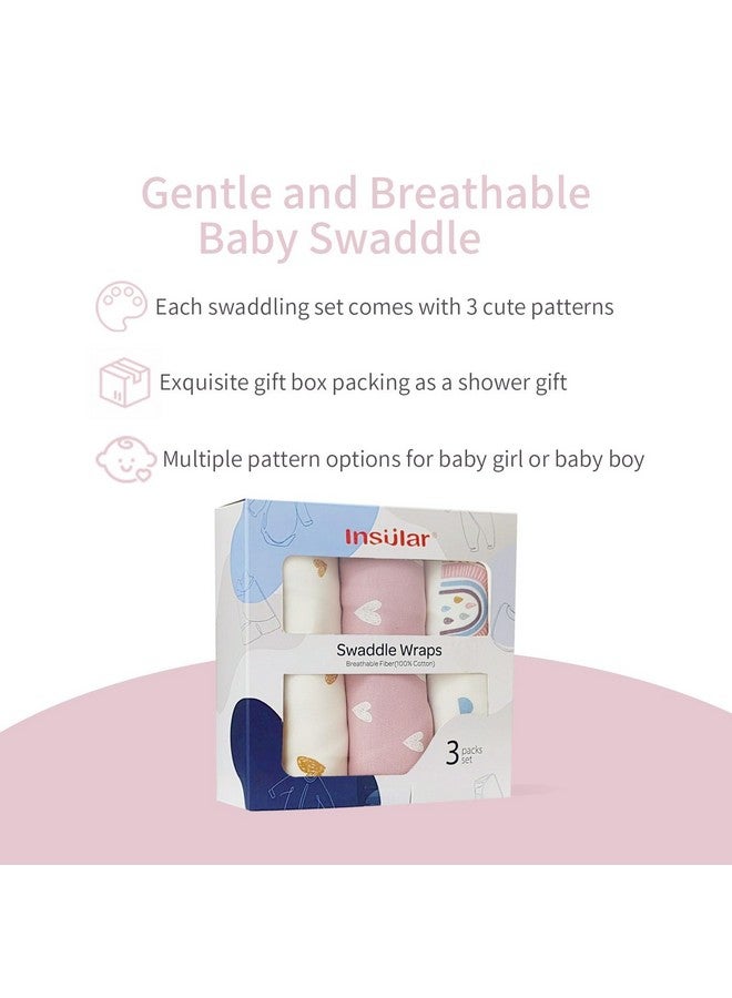 انسولار لفافة قماط الطفل المعزولة، بطانية قماط للمواليد الجدد والرضع، مجموعة قماط قابلة للتعديل للأولاد والبنات، كيس نوم ناعم من القطن للأطفال، عبوة من 3 قطع (صغير (0-3 أشهر)، قوس قزح) - Image 3