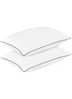 Comfy COMFY HYPOALLERGENIC COTTON SET OF 2 WHITE STRIPE HOTEL PILLOW WITH BLACK PIPING  - Image 1