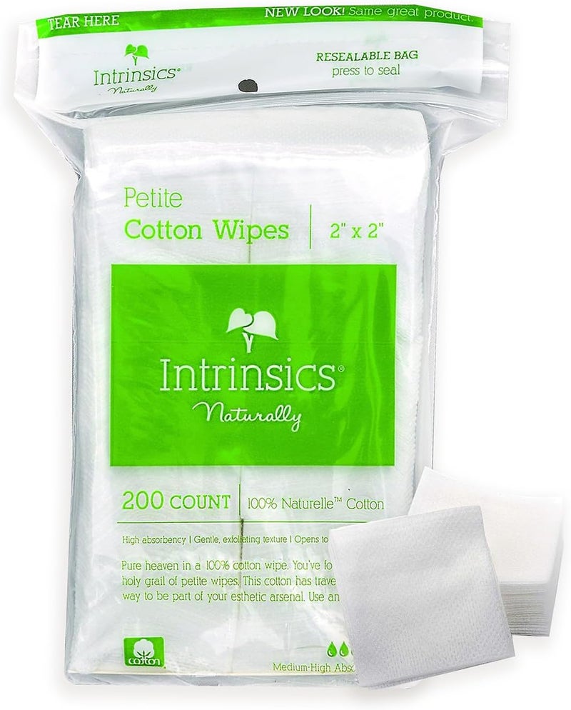 Intrinsics Petite Cotton Wipes - 2" x 2", 4-ply 100% Naturelle Cotton, 200 Count - Image 1