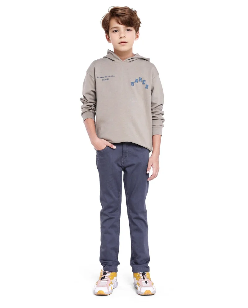 Rare Ones Rare Ones Kids Kino Grey Cotton Poly Solid Slim Fit Denim Pant