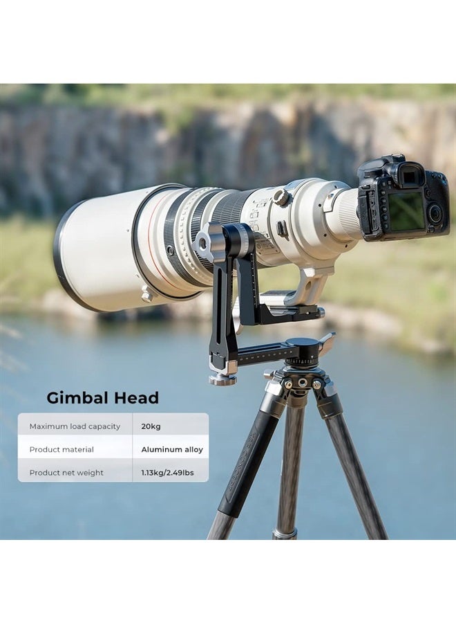 K&F Concept رأس حامل ثلاثي القوائم المحسن، زيت تشحيم حصري، رأس جيمبال من سبائك الألمنيوم CNC بالكامل، ضبط أفقي ورأسي دقيق، سعة تحميل قصوى تبلغ 44.09 رطل/20 كجم. - Image 2