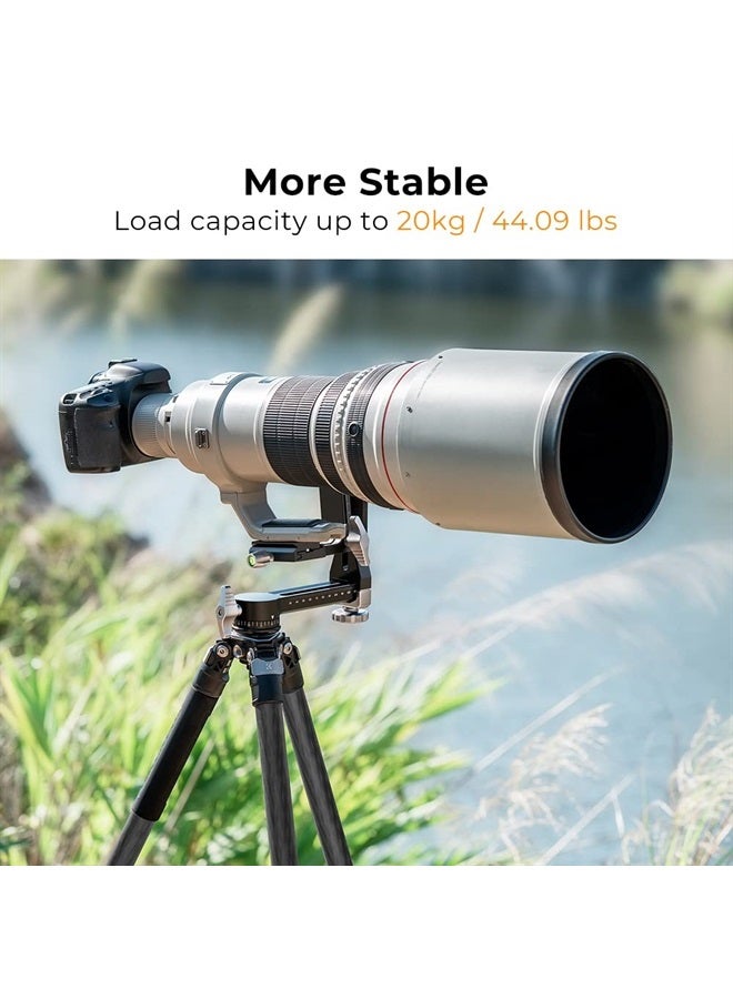 K&F Concept رأس حامل ثلاثي القوائم المحسن، زيت تشحيم حصري، رأس جيمبال من سبائك الألمنيوم CNC بالكامل، ضبط أفقي ورأسي دقيق، سعة تحميل قصوى تبلغ 44.09 رطل/20 كجم. - Image 3