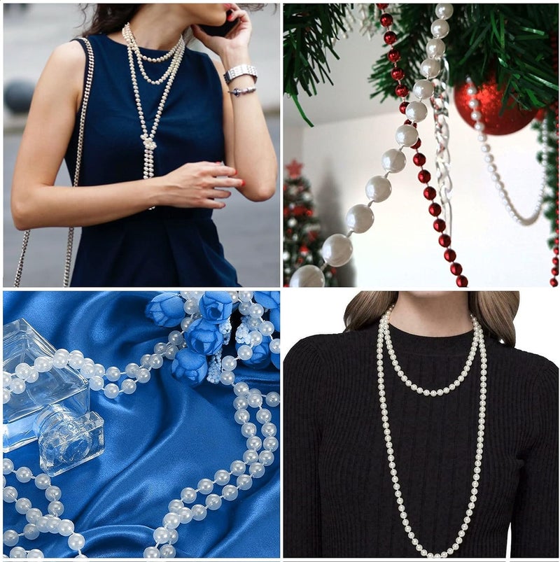 Just Flowers 6 MM Artificial Faux Pearl Beads Chain String for Jewelry Making, Decoration, Embellishing Handbags, Garments, Craft Accessories, 5 Metre Pearl Beads Garland (White) - Image 3