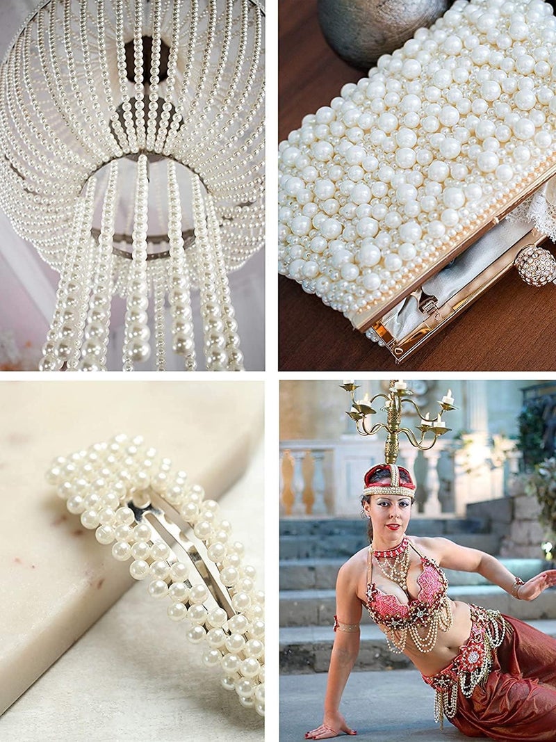 Just Flowers 6 MM Artificial Faux Pearl Beads Chain String for Jewelry Making, Decoration, Embellishing Handbags, Garments, Craft Accessories, 5 Metre Pearl Beads Garland (White) - Image 5