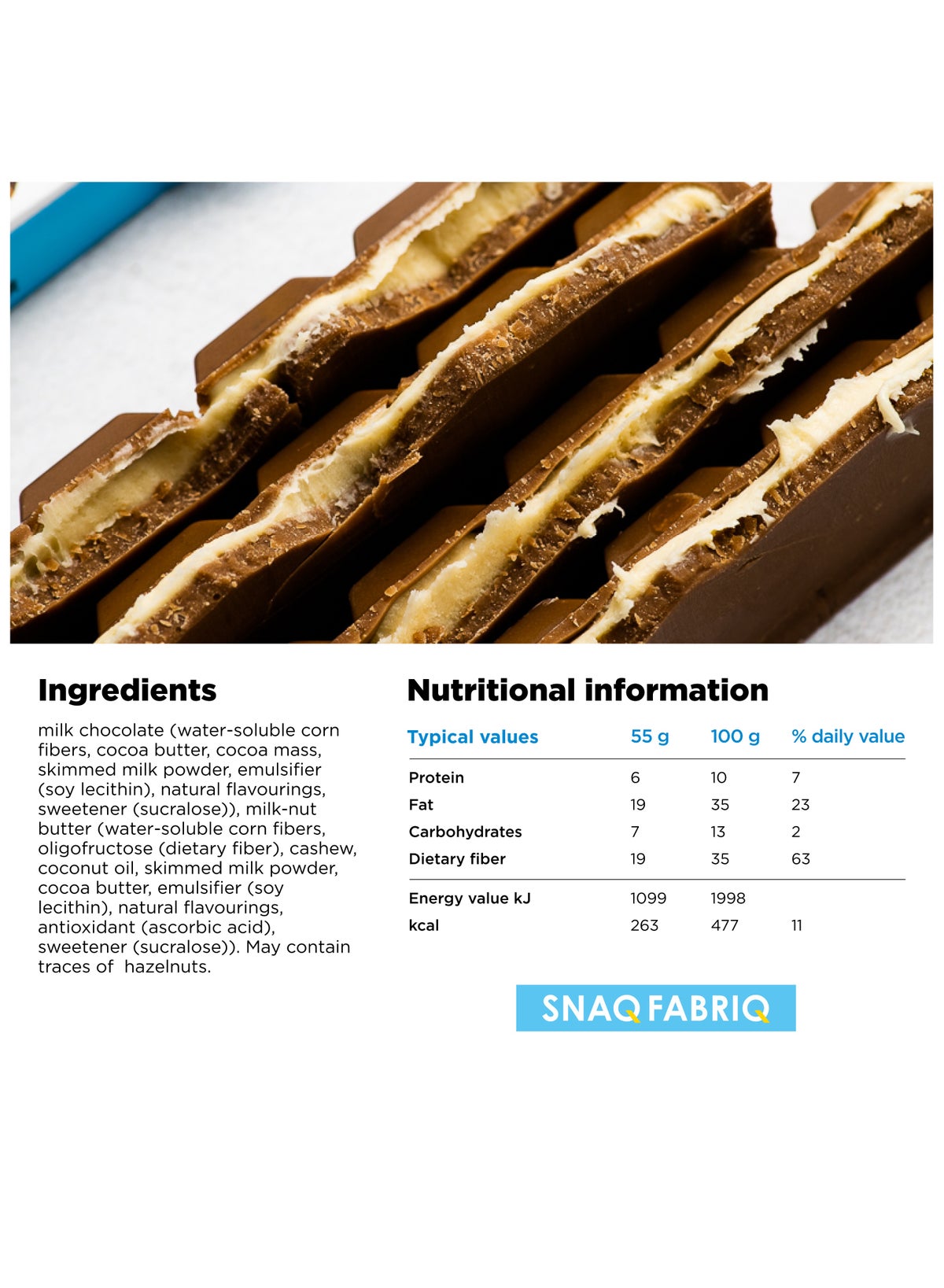Milky Chocolate Bar With Milk Chocolate And Cashews No Sugar Added 12X55G