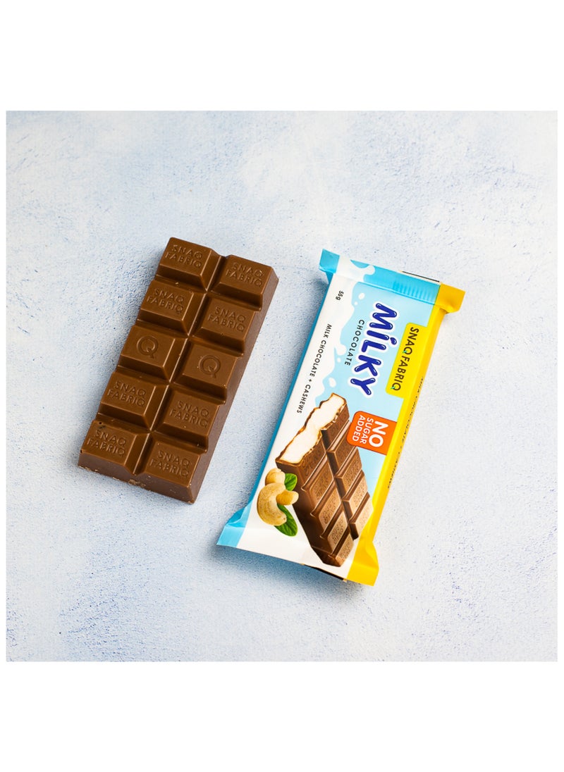 Snaq Fabriq - Milky Chocolate Bar with Milk Chocolate and Cashews No Sugar Added 12x55g - Image 1