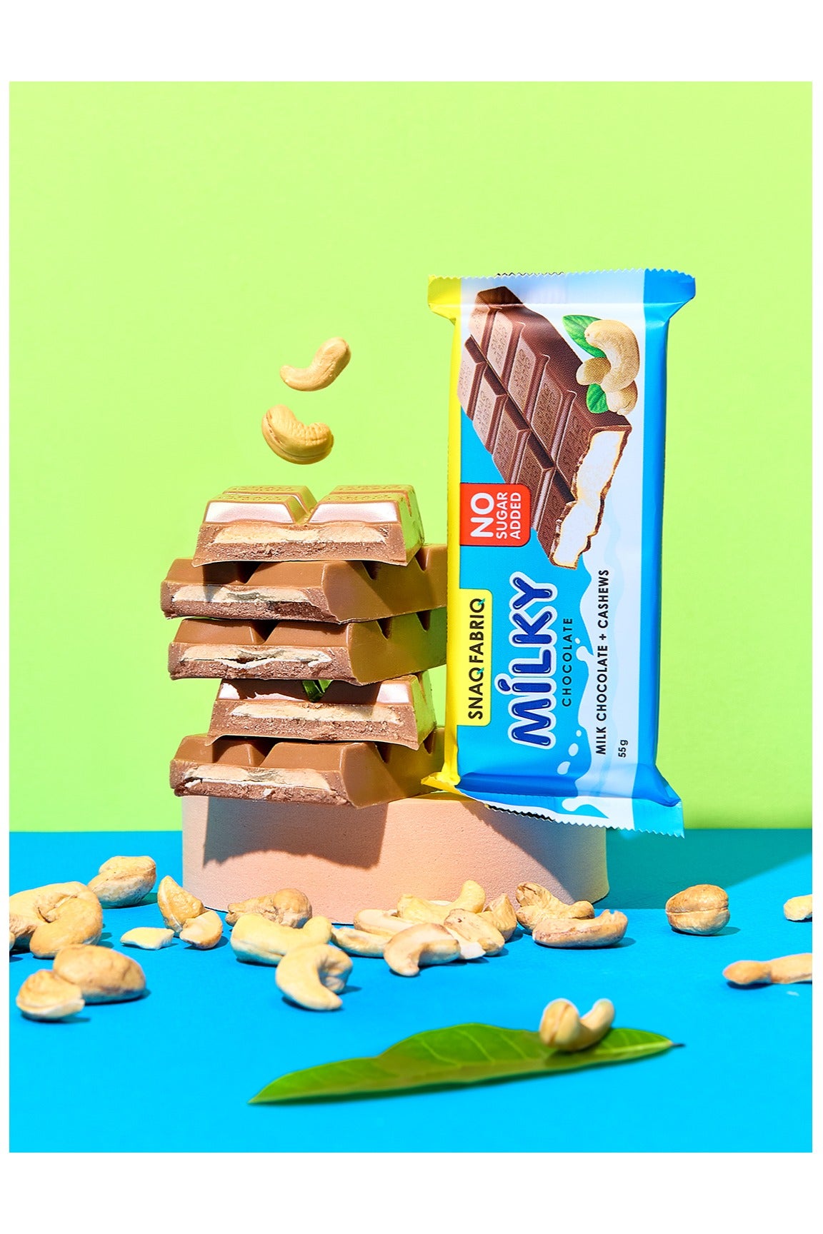 Milky Chocolate Bar With Milk Chocolate And Cashews No Sugar Added 12X55G