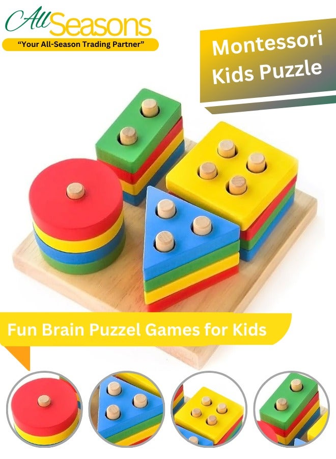 Montessori Toys for 1 to 3 Year Old Boys, Girls & Toddlers - Wooden Shape Sorter & Stacking Toys for Toddlers - Developmental, Learning & Educational Toys, Color Recognition Stacker, Baby Puzzles Gift  - Image 1