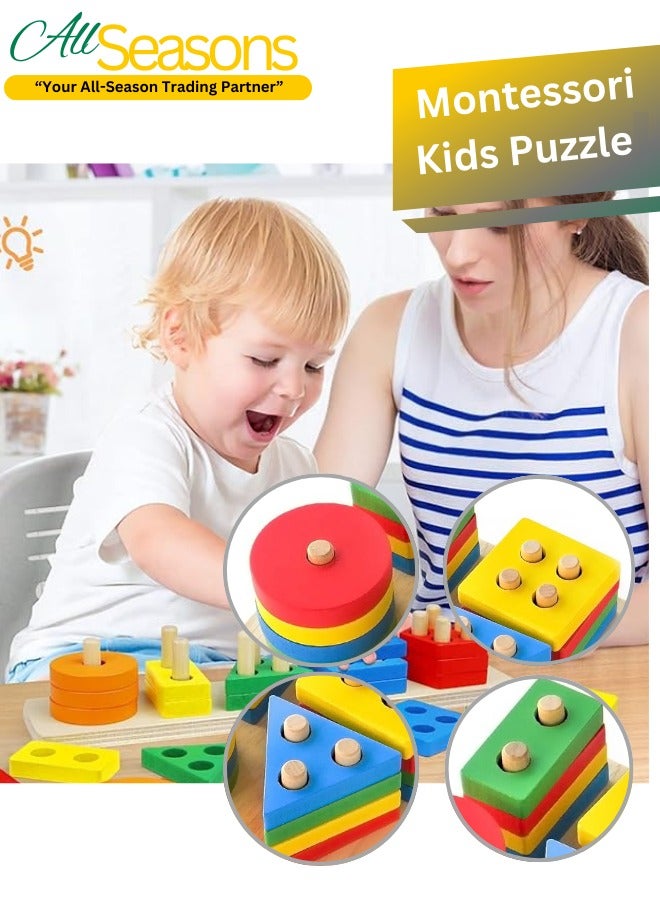 Montessori Toys for 1 to 3 Year Old Boys, Girls & Toddlers - Wooden Shape Sorter & Stacking Toys for Toddlers - Developmental, Learning & Educational Toys, Color Recognition Stacker, Baby Puzzles Gift  - Image 2