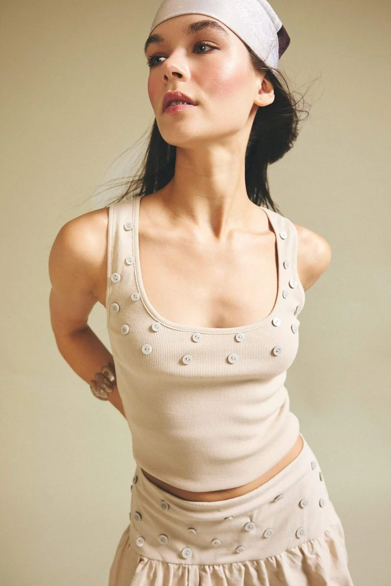ديفاكتو Slim Fit Camisole U Collar Tank Top