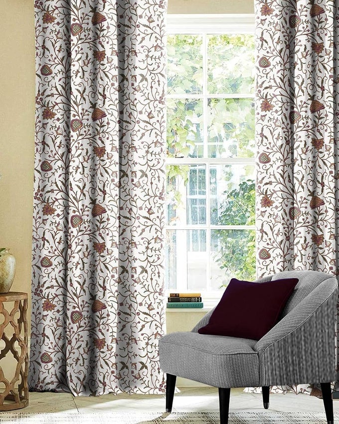KASHMIRI 2 PIECE POLYESTER EYELETS (STEEL) BLACKOUT CURTAINS WITH TIE BACK, BEDROOM LIVING ROOM (CLAY, 9 FT X 4.2 FT)
