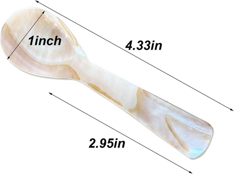 Wenplus 2 Pack 4.33in Caviar Spoons Handcraft Mother of Pearl MOP Caviar Spoon W Round Handle with One Plastic Storage Box- Coffee Color (G) - Image 2