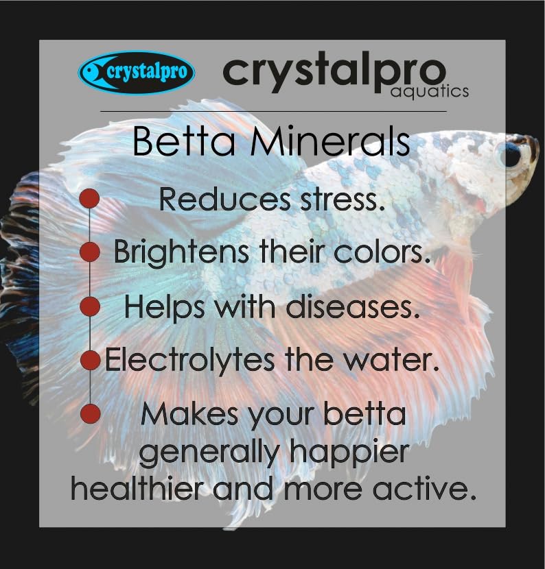 crystalpro معادن كريستال برو لأسماك البيتا - يقلل من التوتر - يعزز الغلاف الواقي - معالج معادن أحواض البيتا 4.2 أونصة يعالج 500 جالون - Image 4