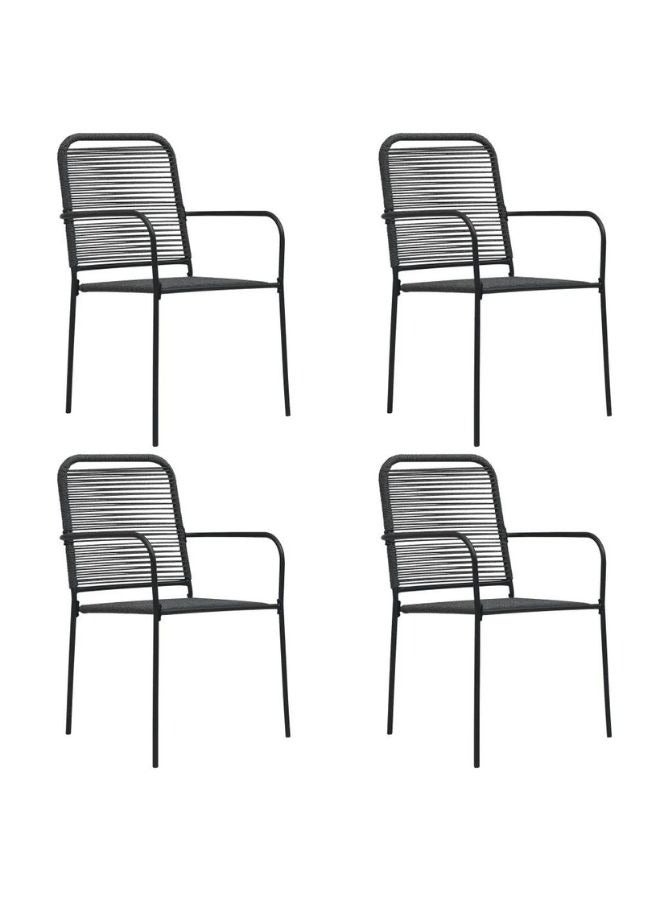 vidaxl vidaXL Garden Chairs 4 pcs Cotton Rope and Steel Black  - Image 1