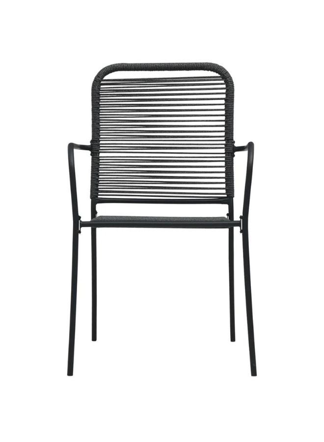 vidaxl vidaXL Garden Chairs 4 pcs Cotton Rope and Steel Black  - Image 2