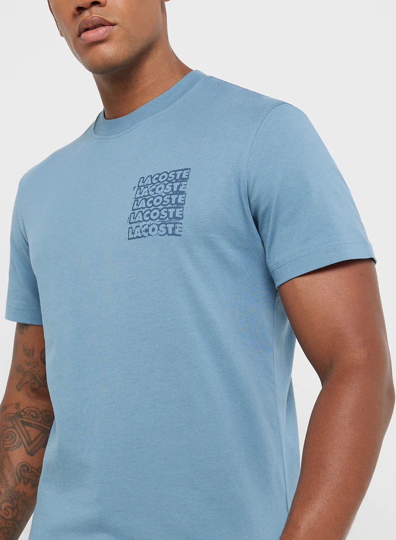 LACOSTE Logo Graphic Crew Neck Short Sleeve T-Shirt