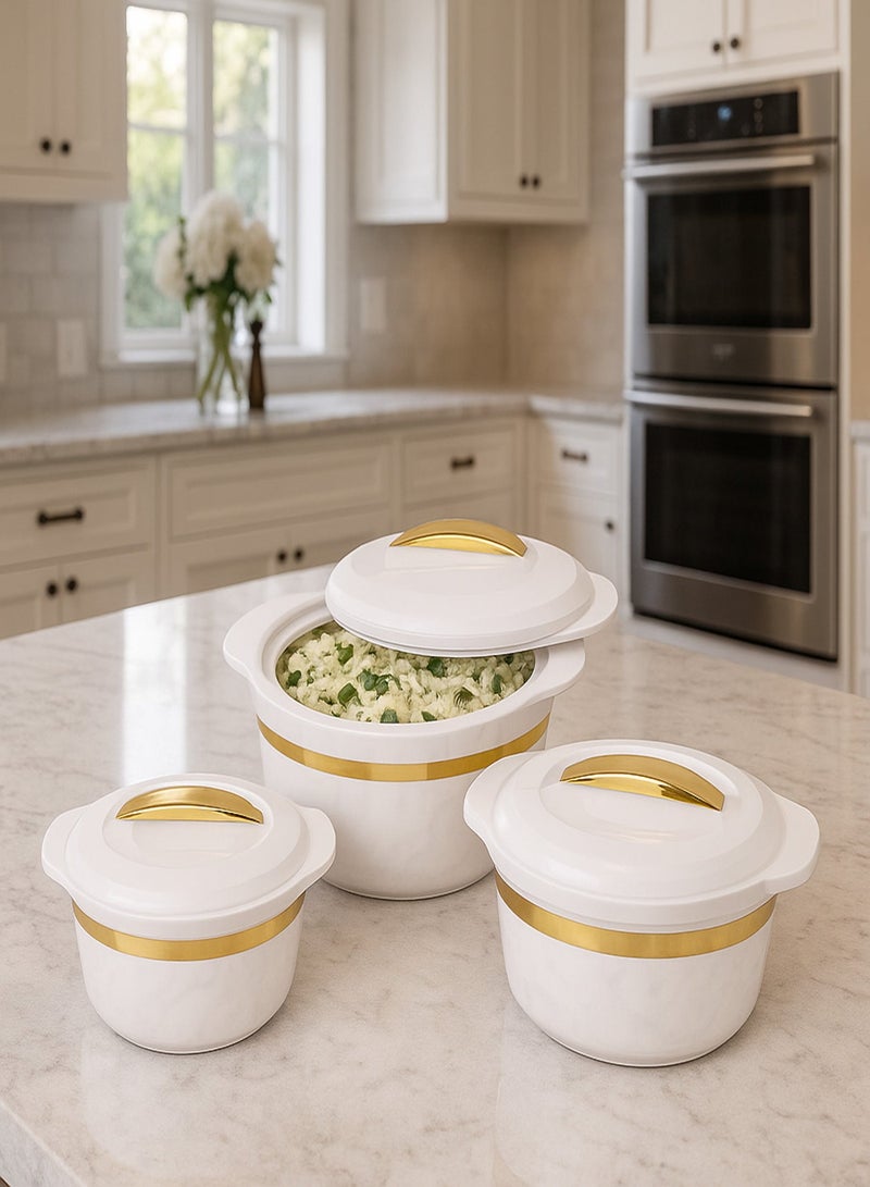 BASURRAH A set of food containers to maintain temperature, made of plastic, consisting of 3 pieces with different capacities (1000 ml, 2000 ml, 2500 ml), to meet various preservation needs. - Image 1