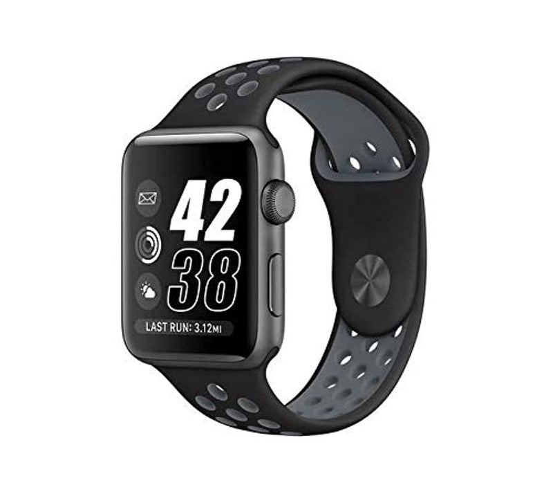 SKEIDO Breathable Sport Silicone Strap Compatible with Apple Watch 42mm – Black Bracelet Replacement Band - Image 2
