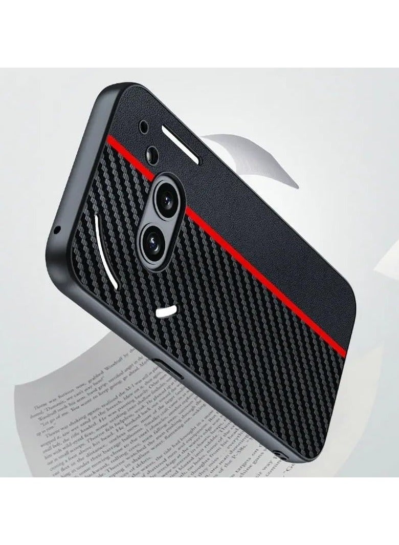 Case Compatible with Nothing Phone (2a) Plus 5G Case, Carbon Fiber Texture Plain Leather Case Lightweight Anti-Fall Shockproof Protective Cover - Image 3