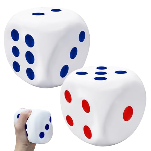 Dshengoo 2Pack 31 inch Foam Dice Stress BallsSquishies Dice Squeeze Stress Ball Toy with Dots 6 Sides for KidsTeenagersAdults Board Games to Get Your Luck NumbersRelieve Stress Anxiety - Image 1