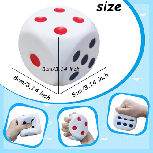 Dshengoo 2Pack 31 inch Foam Dice Stress BallsSquishies Dice Squeeze Stress Ball Toy with Dots 6 Sides for KidsTeenagersAdults Board Games to Get Your Luck NumbersRelieve Stress Anxiety - Image 5