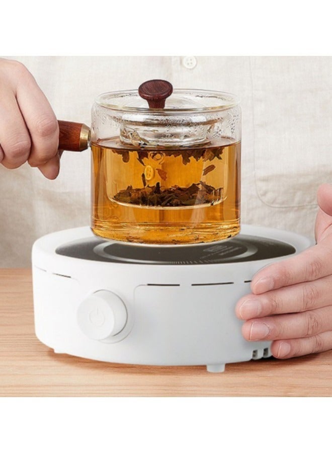 GGEROU سخان قهوة كهربائي صغير، موقد إبريق شاي كهربائي محمول، سخان قهوة من السيراميك الكهربائي، أبيض - Image 2