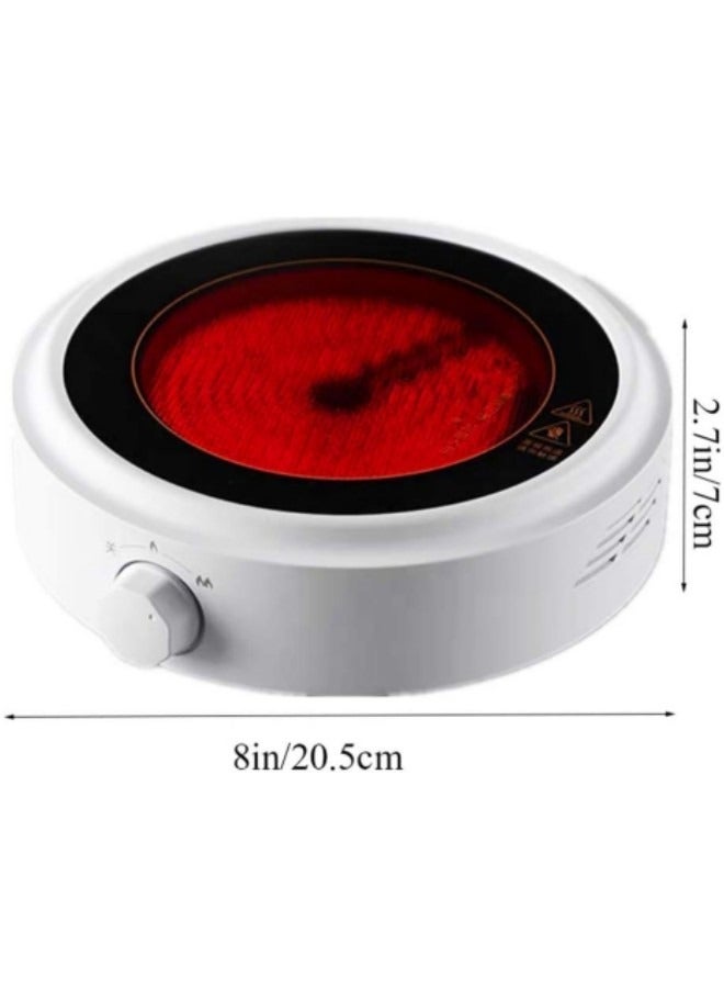 GGEROU سخان قهوة كهربائي صغير، موقد إبريق شاي كهربائي محمول، سخان قهوة من السيراميك الكهربائي، أبيض - Image 4